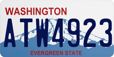 WA license plate ATW4923