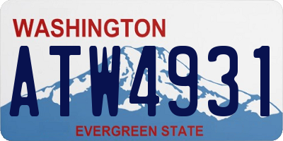 WA license plate ATW4931