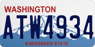 WA license plate ATW4934