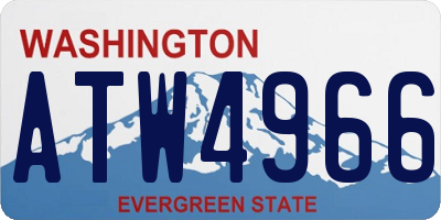 WA license plate ATW4966