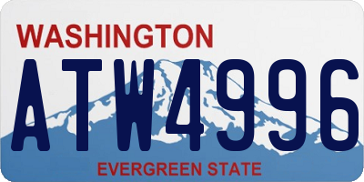 WA license plate ATW4996
