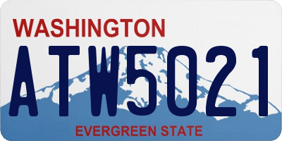 WA license plate ATW5021