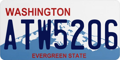 WA license plate ATW5206
