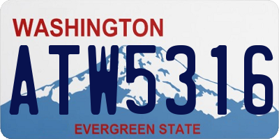 WA license plate ATW5316
