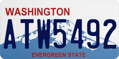 WA license plate ATW5492