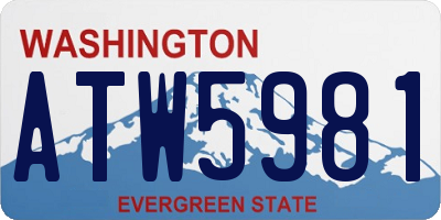 WA license plate ATW5981