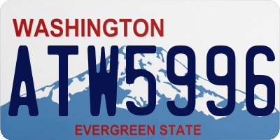 WA license plate ATW5996
