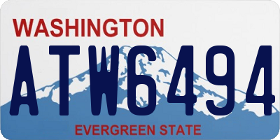 WA license plate ATW6494