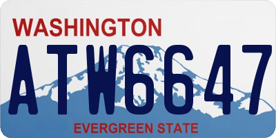 WA license plate ATW6647
