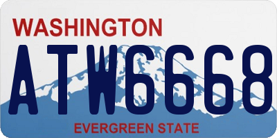 WA license plate ATW6668