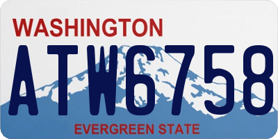 WA license plate ATW6758