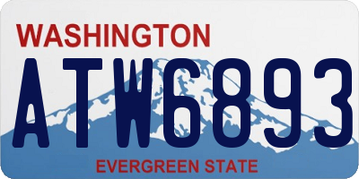 WA license plate ATW6893