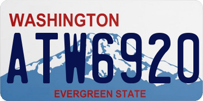 WA license plate ATW6920
