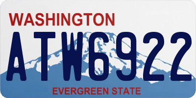 WA license plate ATW6922