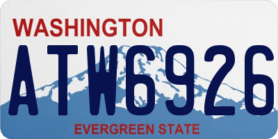 WA license plate ATW6926