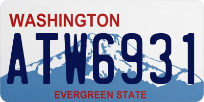 WA license plate ATW6931