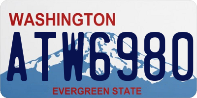 WA license plate ATW6980