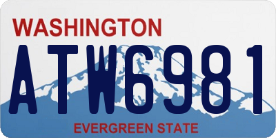 WA license plate ATW6981