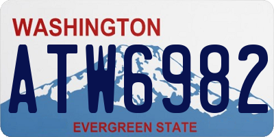 WA license plate ATW6982