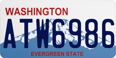WA license plate ATW6986
