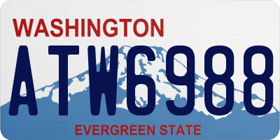 WA license plate ATW6988