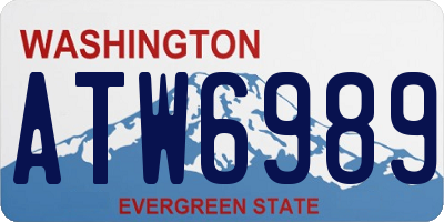 WA license plate ATW6989