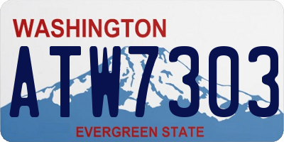 WA license plate ATW7303