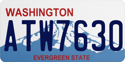 WA license plate ATW7630