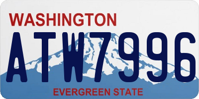 WA license plate ATW7996