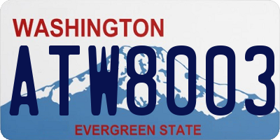 WA license plate ATW8003