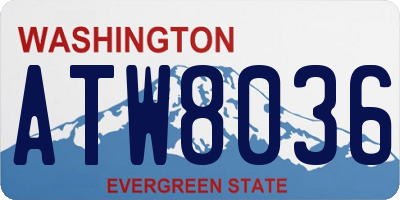 WA license plate ATW8036