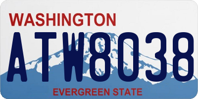 WA license plate ATW8038