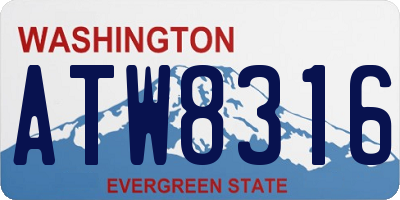 WA license plate ATW8316