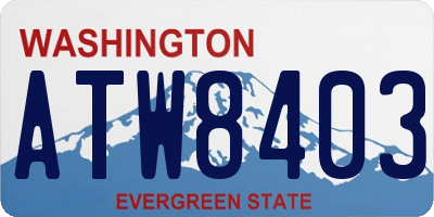 WA license plate ATW8403