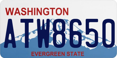 WA license plate ATW8650