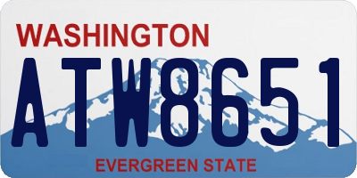 WA license plate ATW8651