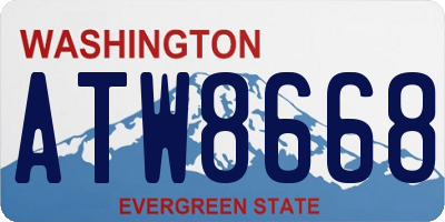 WA license plate ATW8668