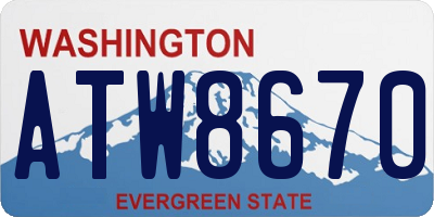 WA license plate ATW8670