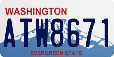 WA license plate ATW8671