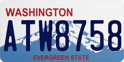 WA license plate ATW8758