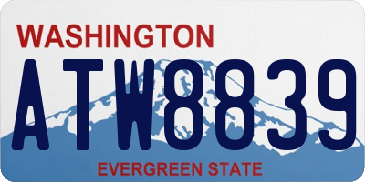 WA license plate ATW8839