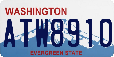 WA license plate ATW8910
