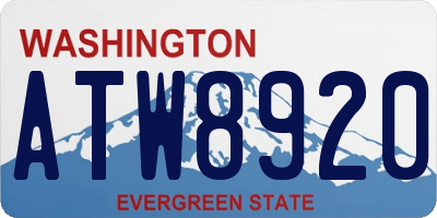 WA license plate ATW8920