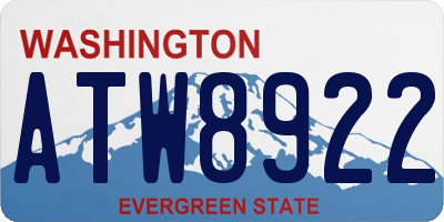 WA license plate ATW8922