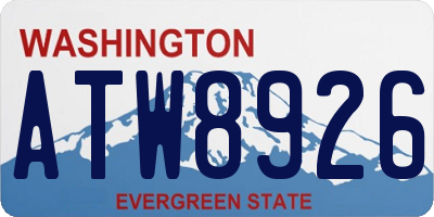 WA license plate ATW8926