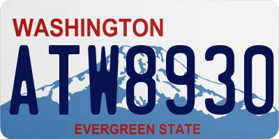 WA license plate ATW8930