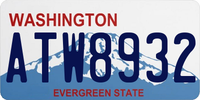 WA license plate ATW8932