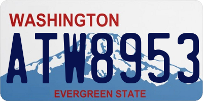 WA license plate ATW8953