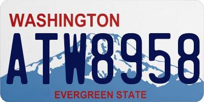 WA license plate ATW8958