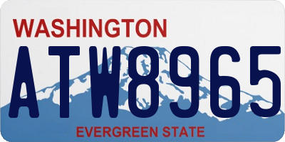 WA license plate ATW8965